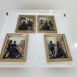 Set of 4 Gorgeous Vintage Silhouette Pictures